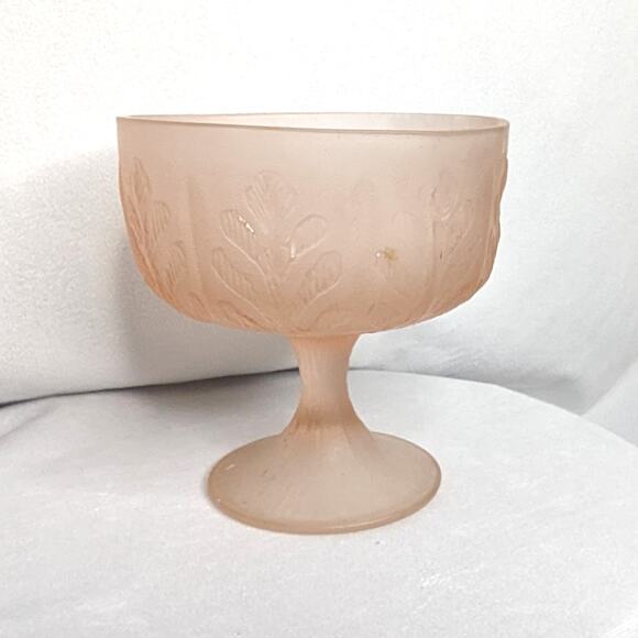 FDT 1970's Frosted Pedestal Pink Candy Dish Vintage Design - Picture 1 of 5